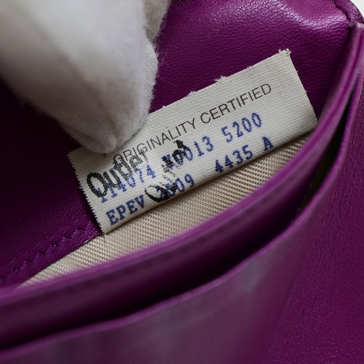 BOTTEGA VENETA Logo Intrecciato Bifold Long Wallet Leather Purple Italy 01EB557