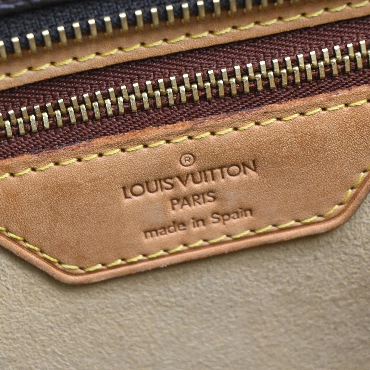 LOUIS VUITTON Logo Luco Shoulder Tote Bag Monogram Leather Brown M51155 85EF827