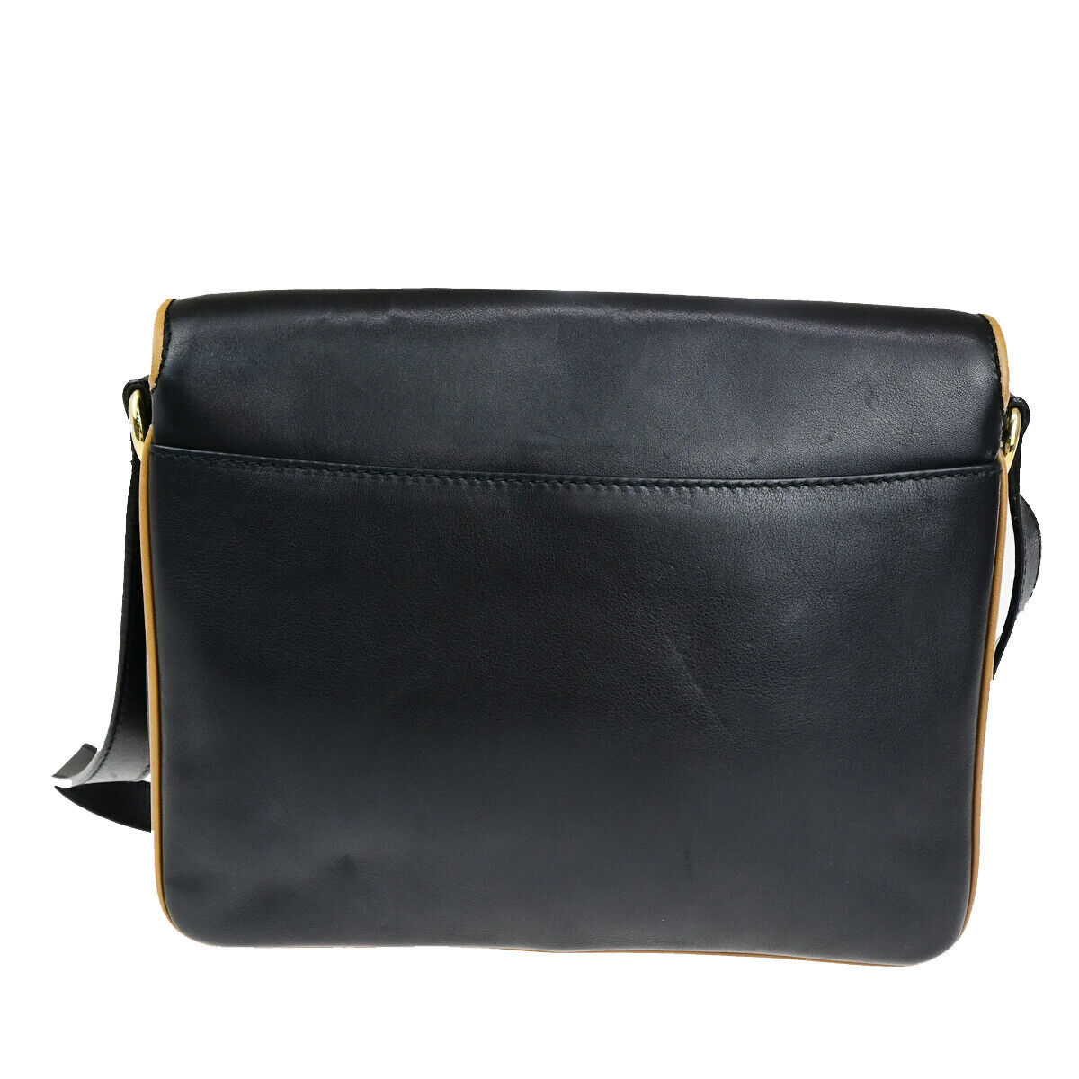 CELINE Logo Horse Carriage Shoulder Bag Leather Black GHW Italy 37YG546