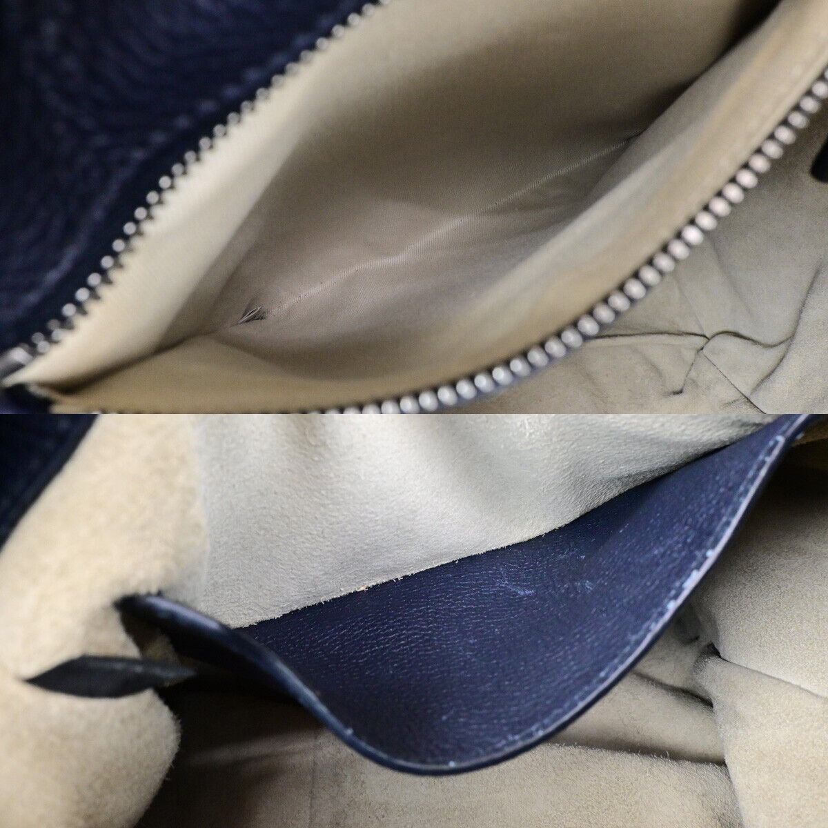 PRADA Logo Backpack Bag Leather Navy Blue Baltico Silver Italy 667RK115