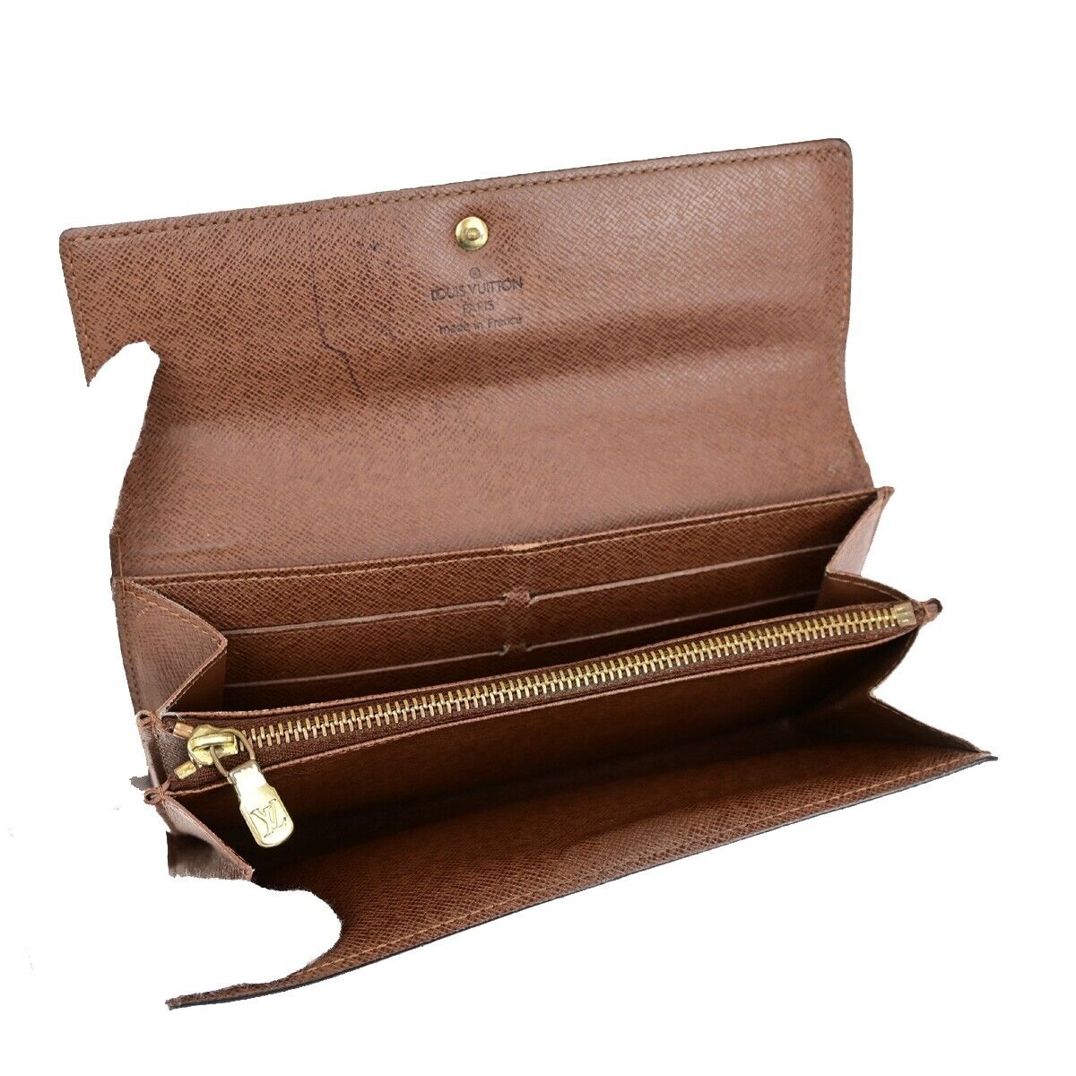 LOUIS VUITTON LV Logo 4 Set Bifold Trifold Long Wallet Monogram Brown 65FA708