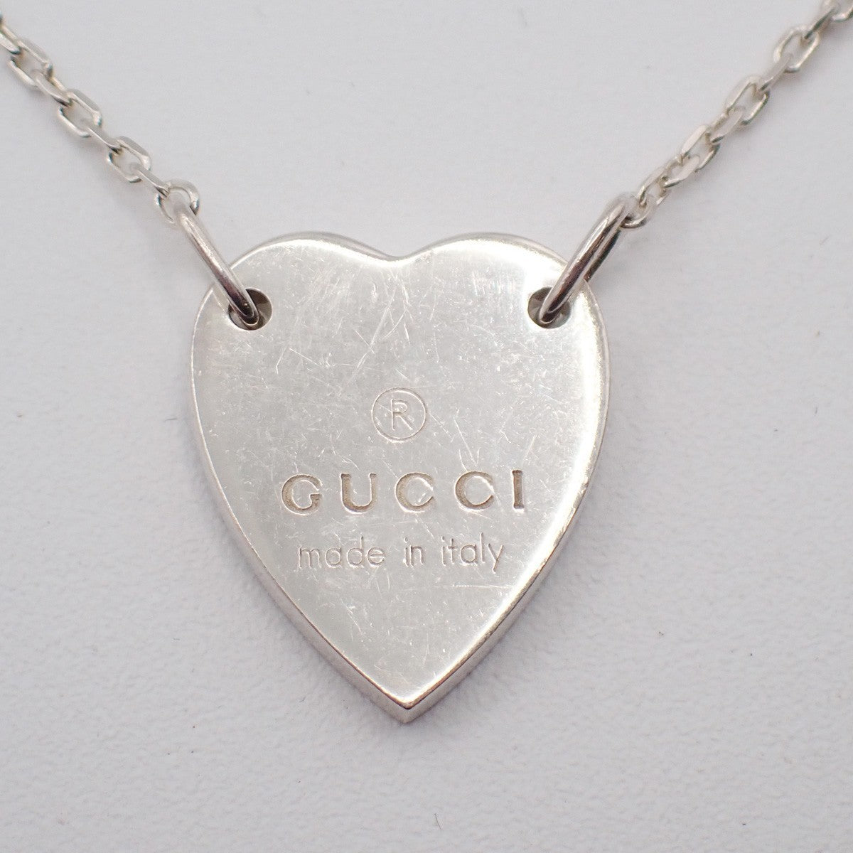 GUCCI Logo Trademark Heart Pendant Bracelet Ag 925 Silver Italy 09KP563