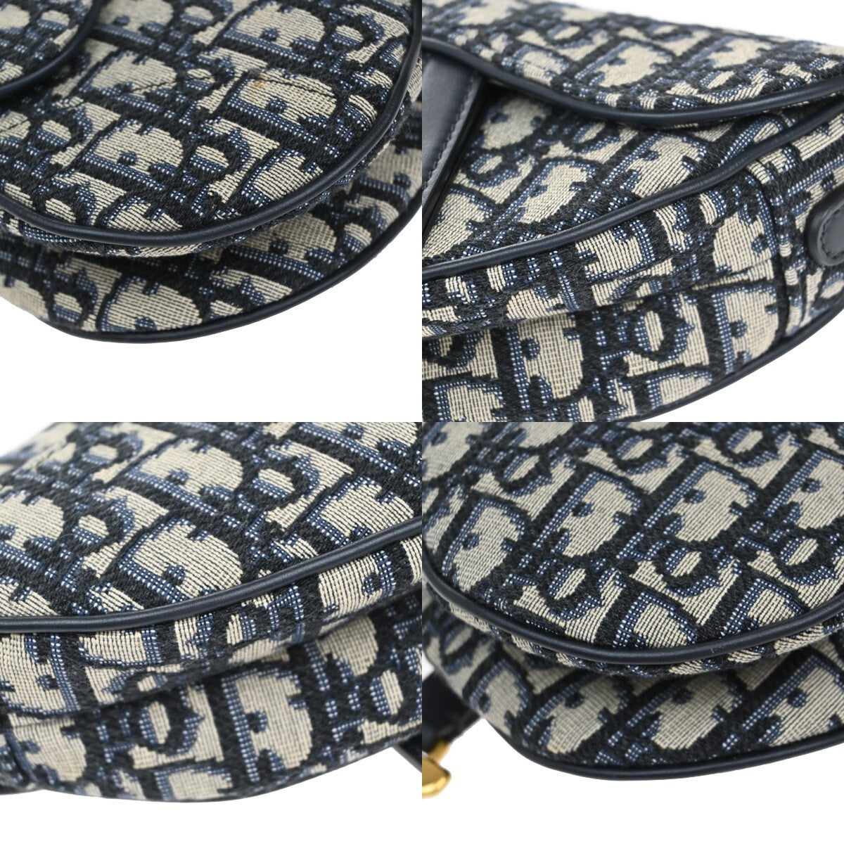 CHRISTIAN DIOR Oblique Trotter Mini Saddle Hand Bag Jacquard Leather BE 307RF279