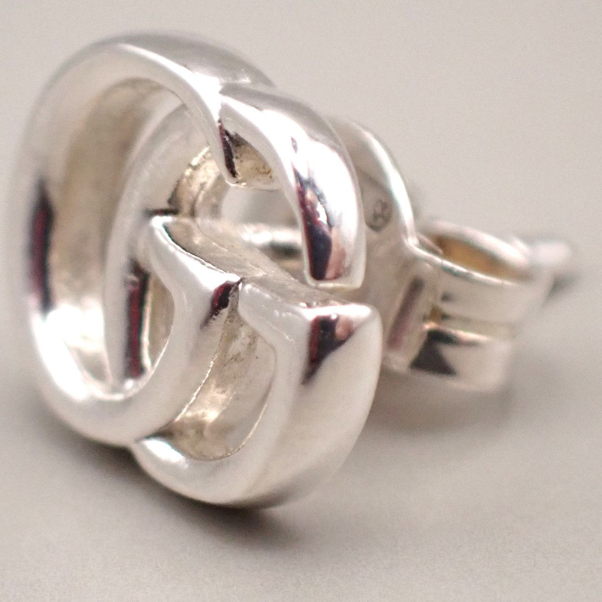GUCCI Marmont Double G Logo Flower Motif Stud Earrings Silver 925 68CA572