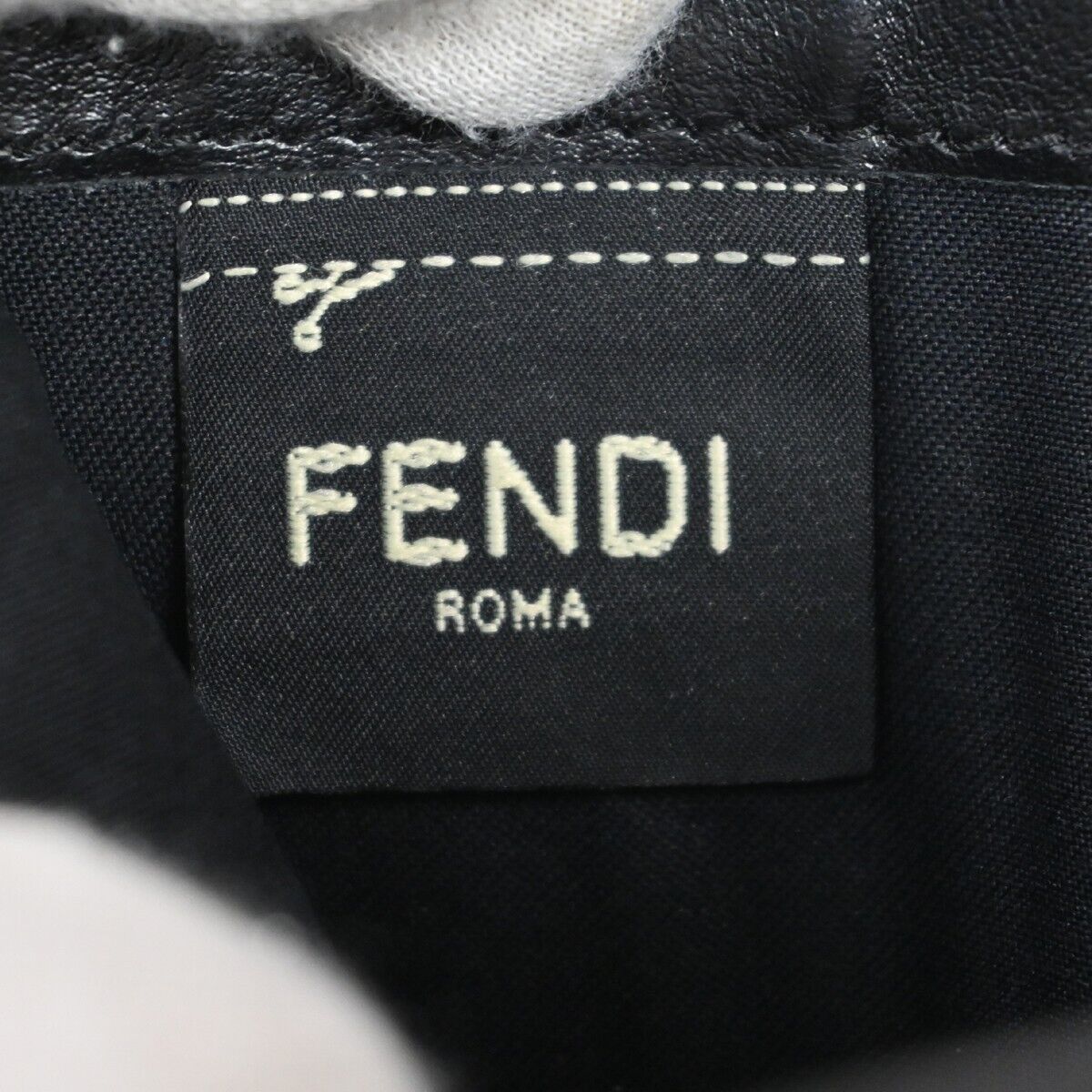 FENDI F Logo Bifold Wallet Purse Embossing Leather Black Gold Italy 32EA222