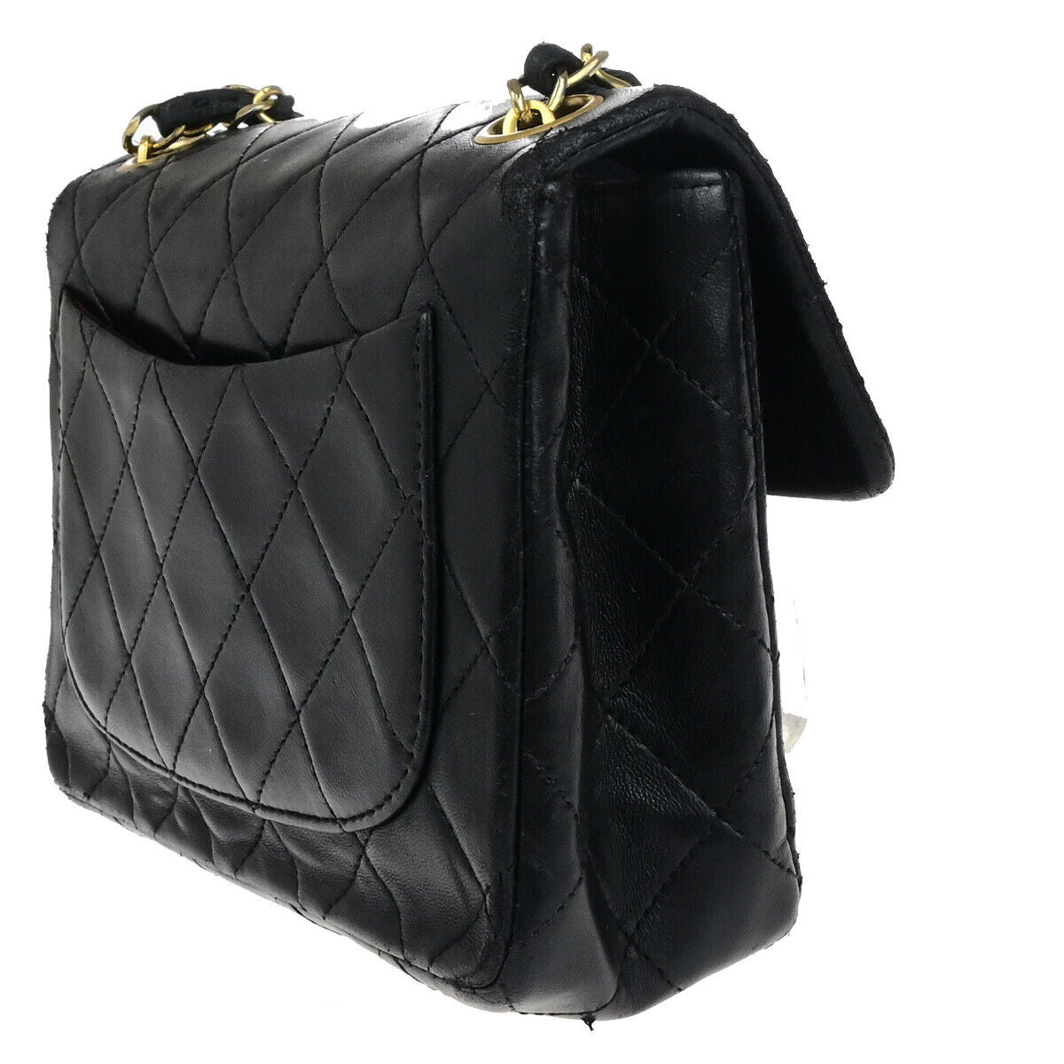 CHANEL CC Mini Matelasse Chain Shoulder Bag Leather Black GHW Vintage 691RK762