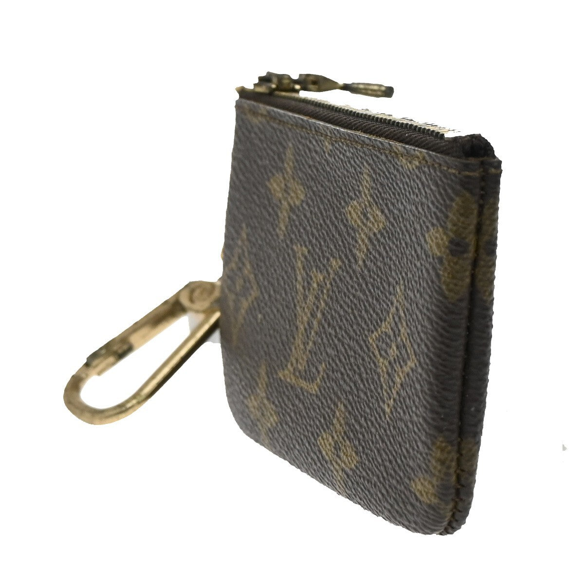 LOUIS VUITTON LV Pochette Cle Coin Case Monogram Leather Brown M62650 09EE241