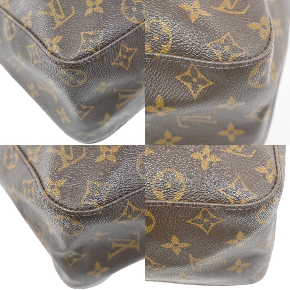 LOUIS VUITTON Logo Looping GM Shoulder Bag Monogram Leather Brown M51145 79ZA042