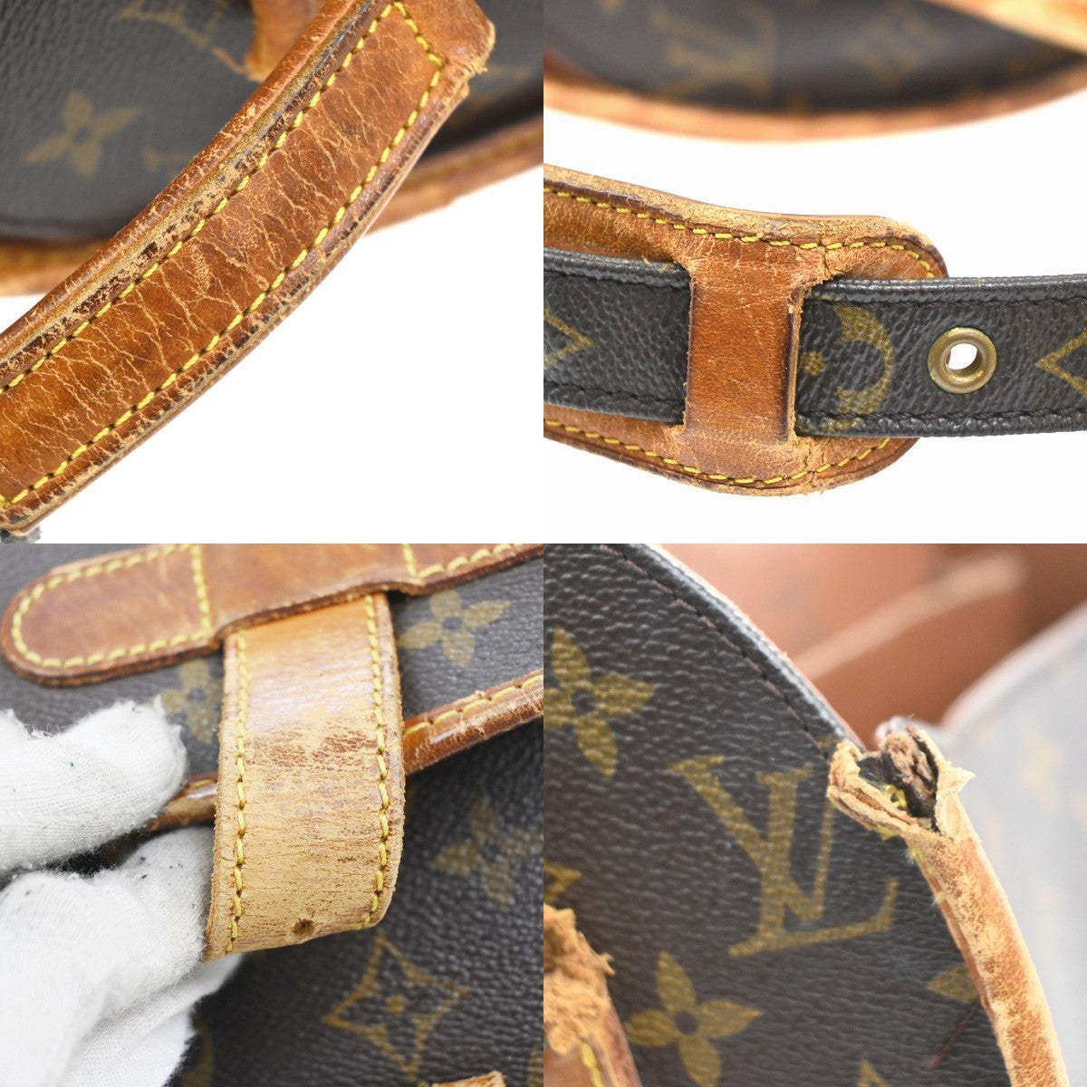 LOUIS VUITTON Logo Marne Shoulder Bag Monogram Leather Brown M51369 60MA308
