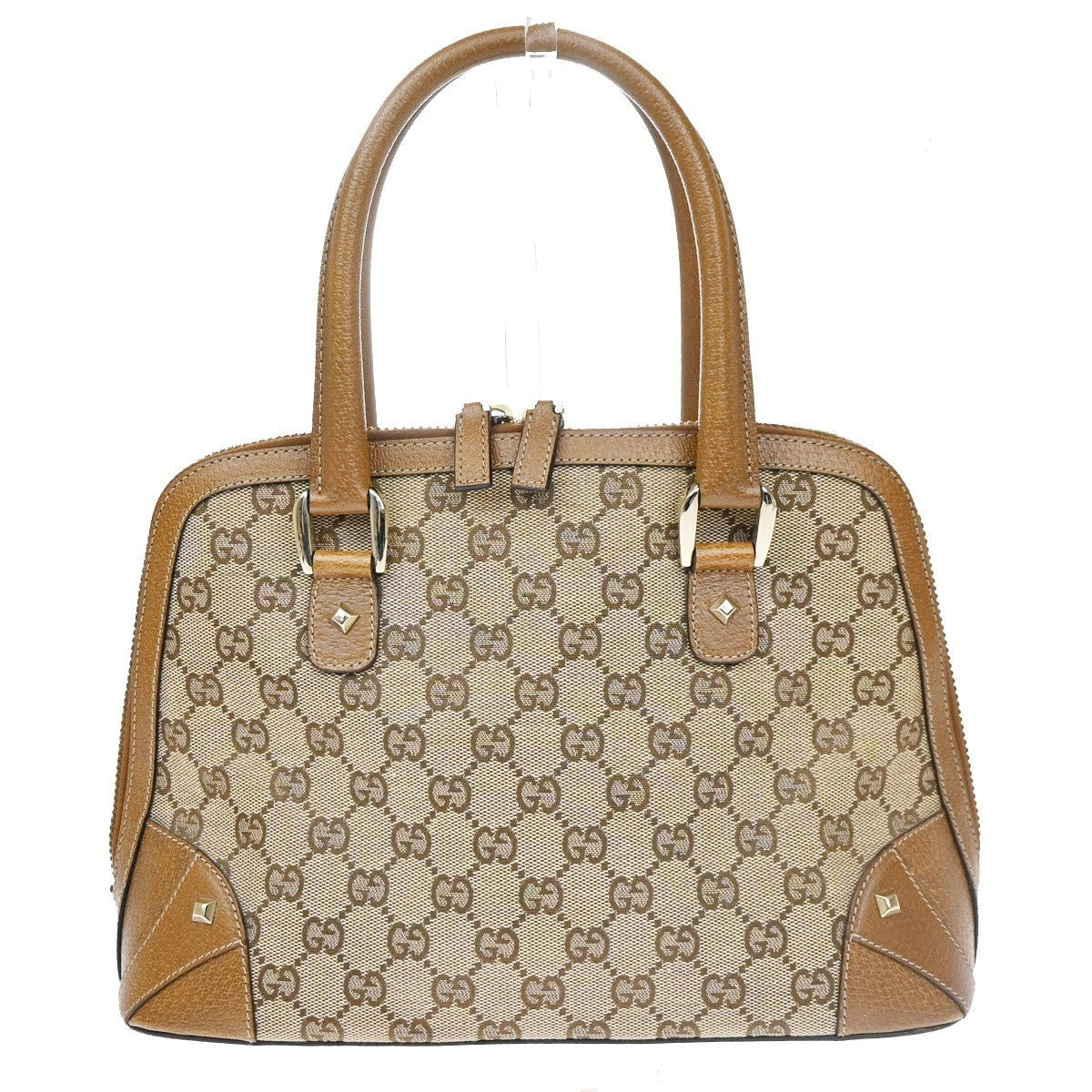 GUCCI GG Pattern Shoulder Handbag Bag Canvas Leather Brown SHW Italy 81CB057