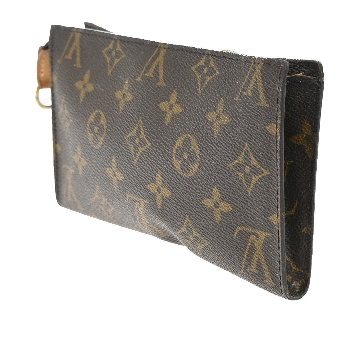 LOUIS VUITTON Logo BUCKET GM Pouch Bag Monogram Leather Brown France 05EG170