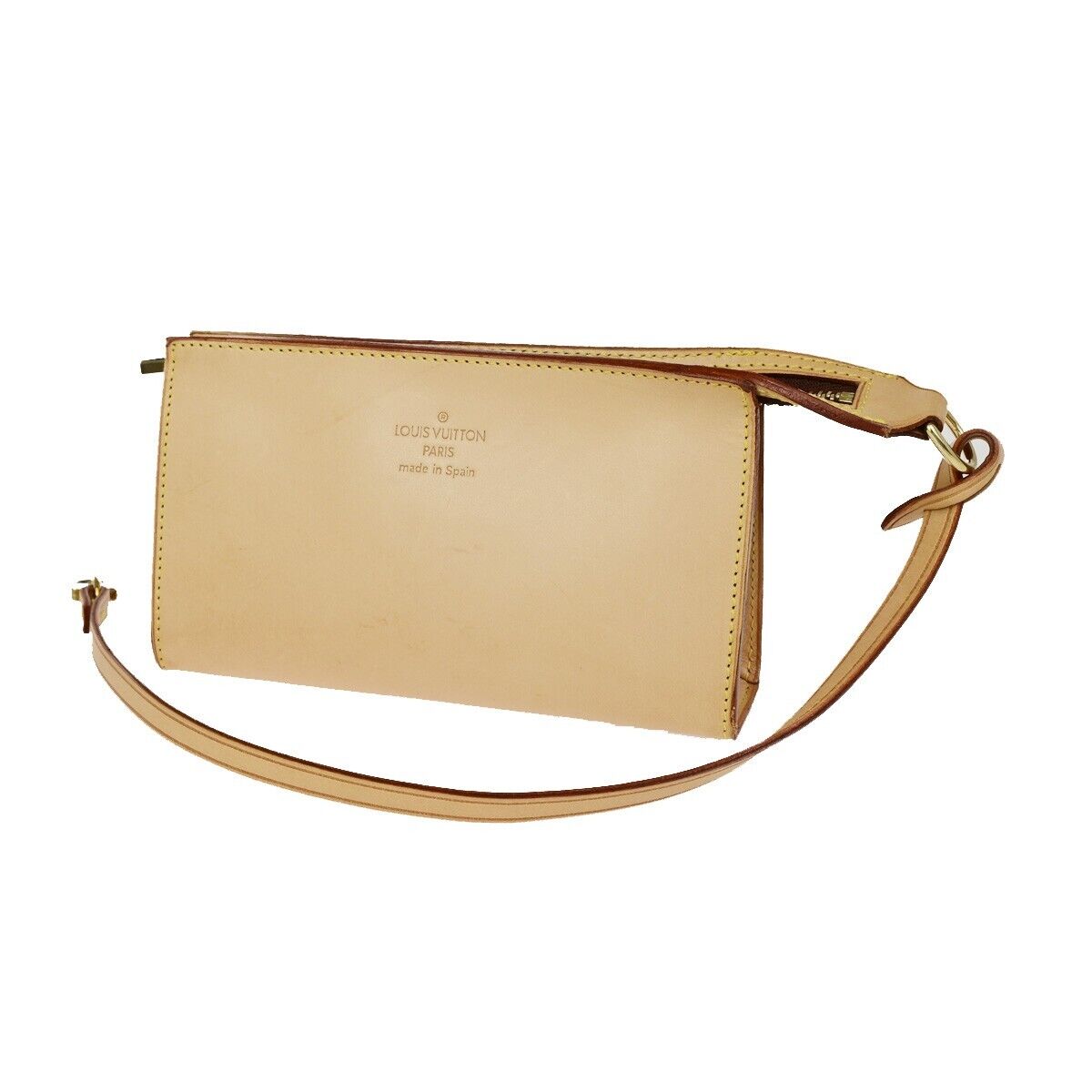 LOUIS VUITTON Logo Cabas Ambre  Pouch Bag Nomade Leather Beige Spain 04SJ427