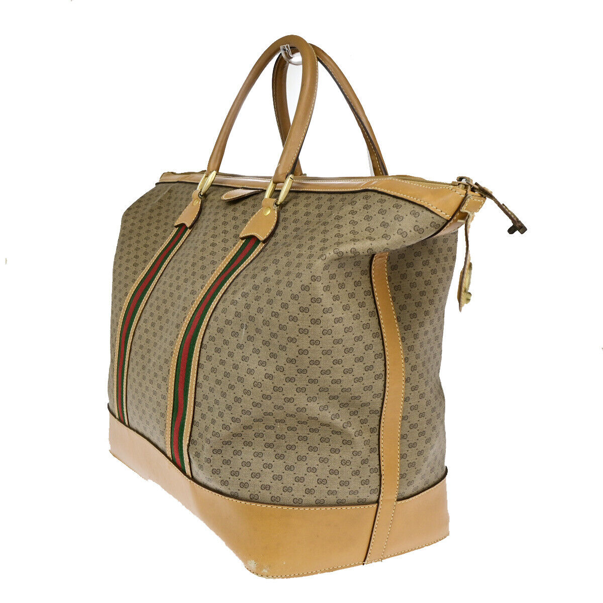 GUCCI Logo Sherry GG Pattern Travel Hand Bag PVC Leather Brown Italy 62YG543