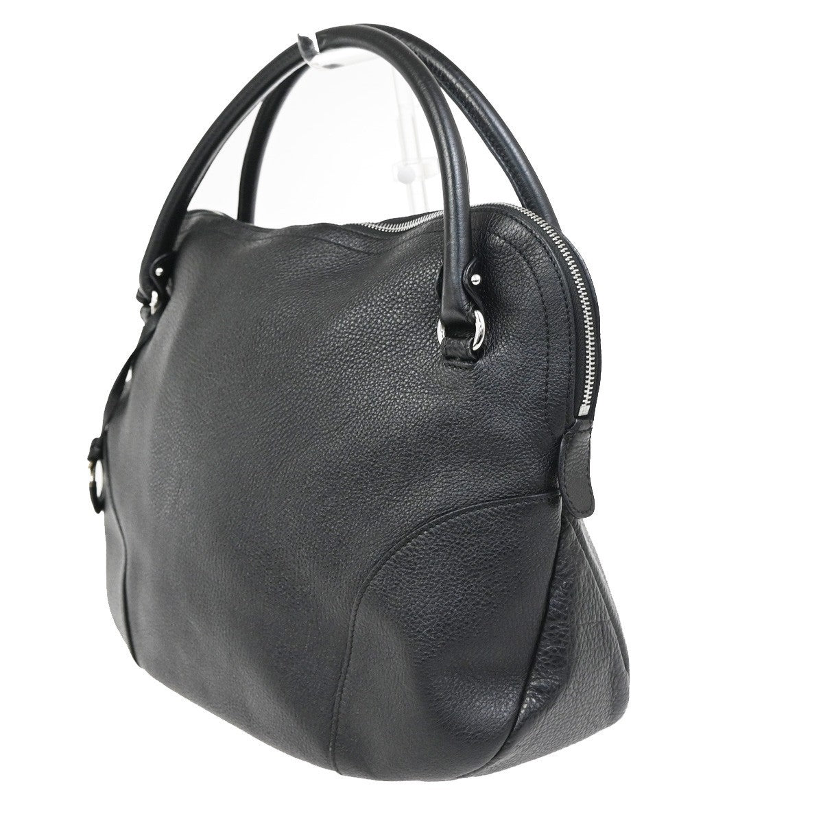 SALVATORE FERRAGAMO Gancini Tote Handbag Leather Black Italy SHW 30KC968