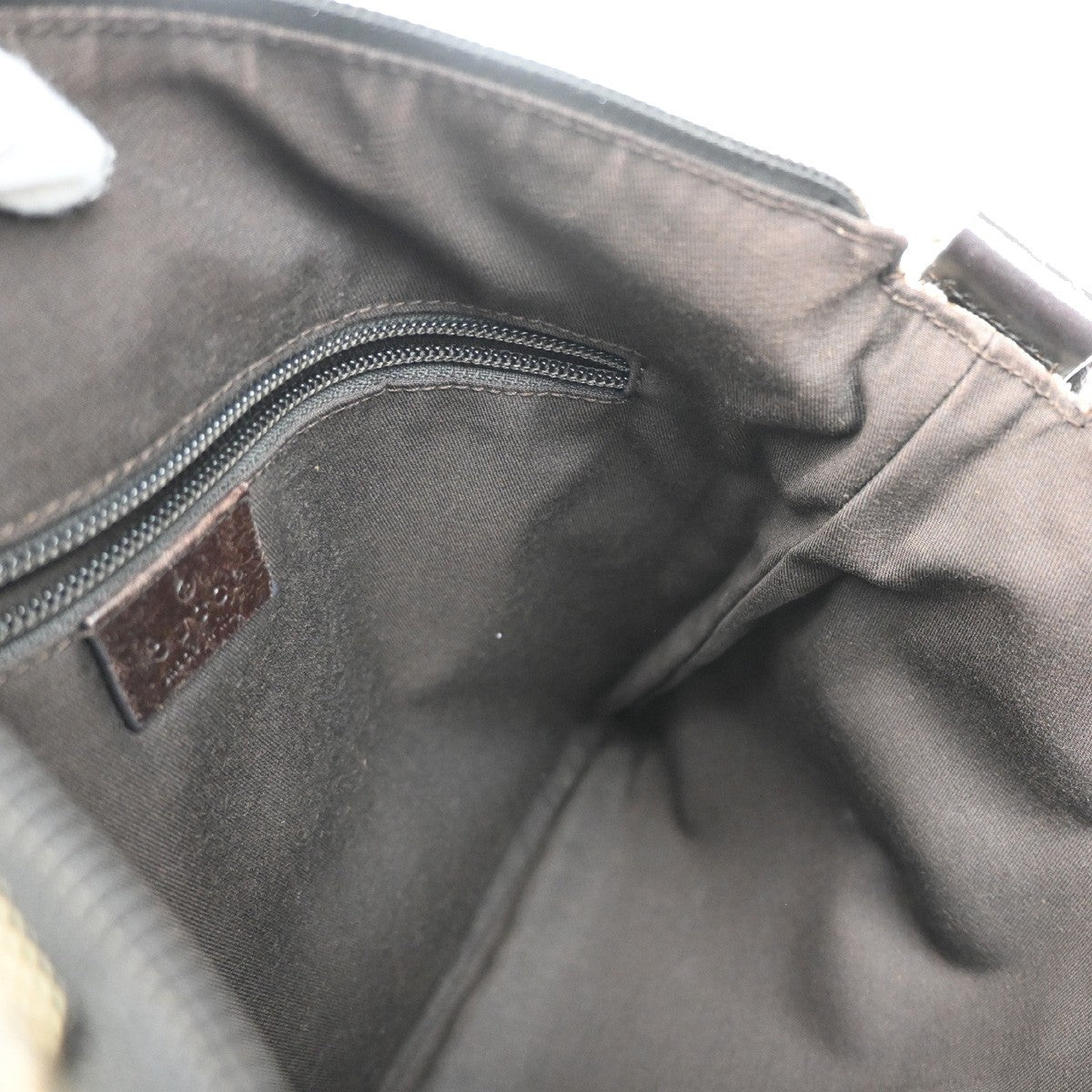 GUCCI Logo GG Pattern Shoulder Bag Canvas Leather Brown SHW Italy 85KB469