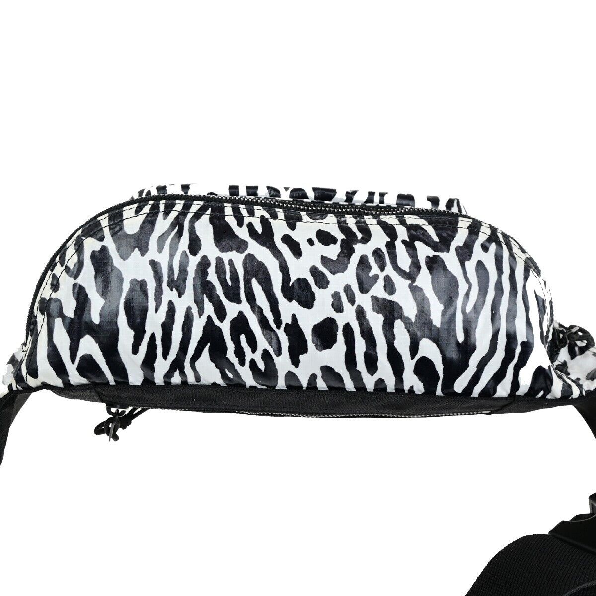 SAINT LAURENT Zebra Print Belt Bum Body Bag Nylon Leather Black White 85RK843