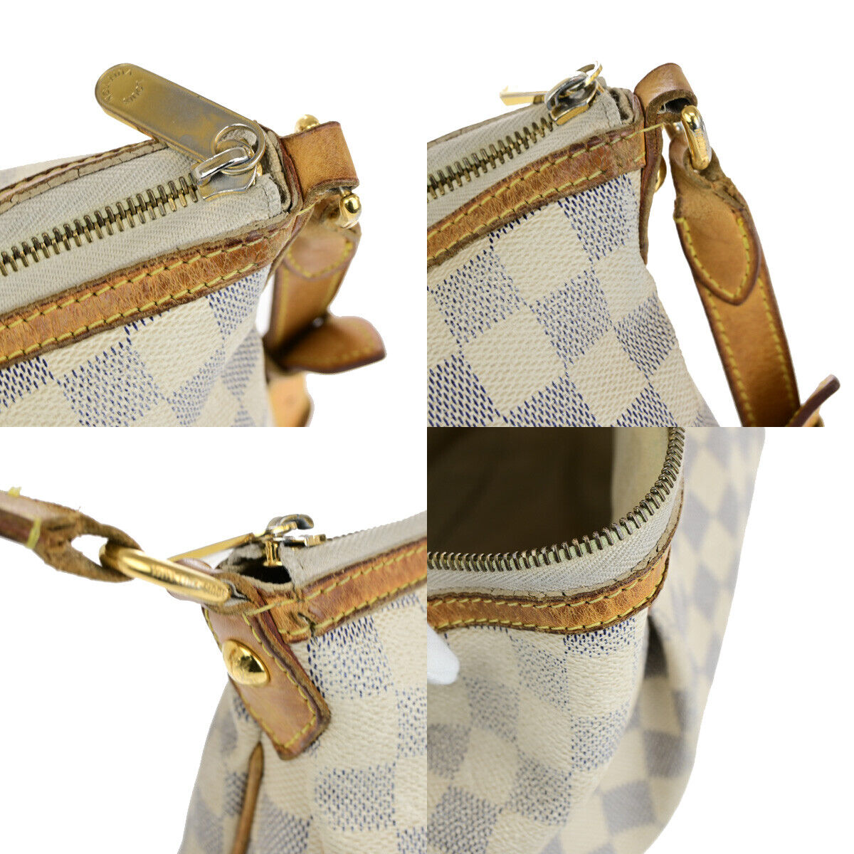 LOUIS VUITTON Siracusa MM Shoulder Bag Damier Azur Leather White N41112 37YG611