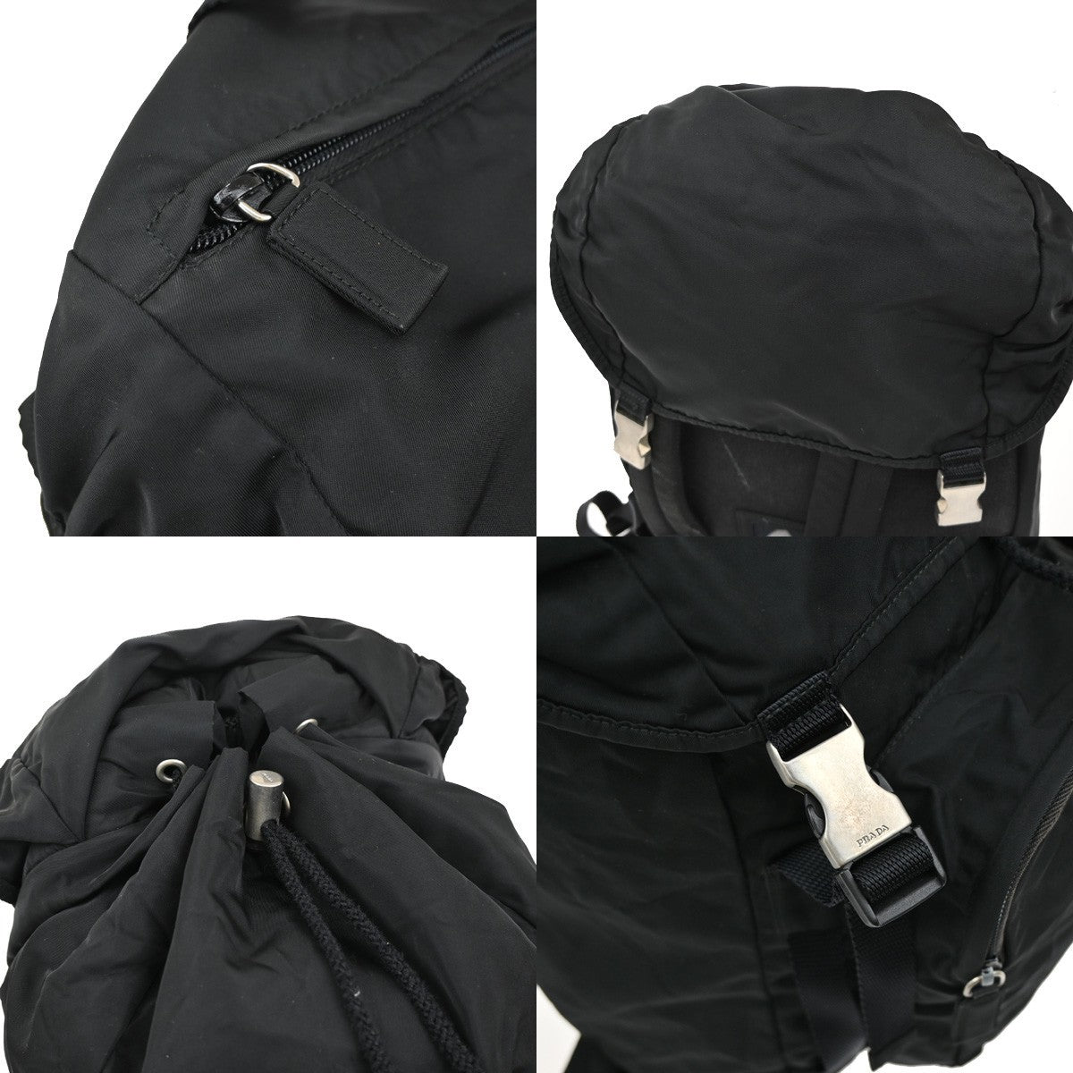 PRADA Logo Tessuto Backpack Bag Nylon Black Nero SHW Italy 38KB617