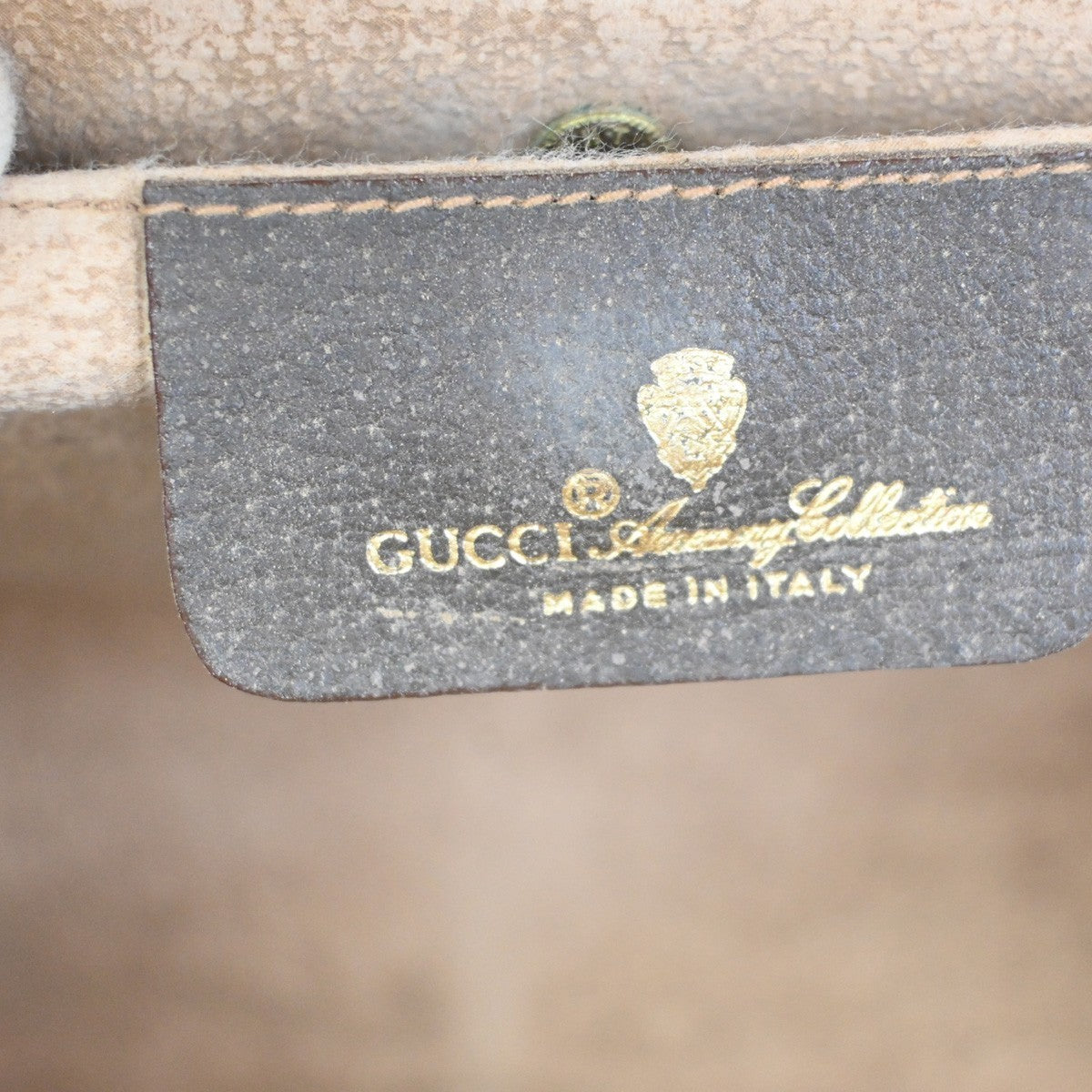 GUCCI GG Web Sherry Line Clutch Bag PVC Leather Beige Brown Italy 09ZA321