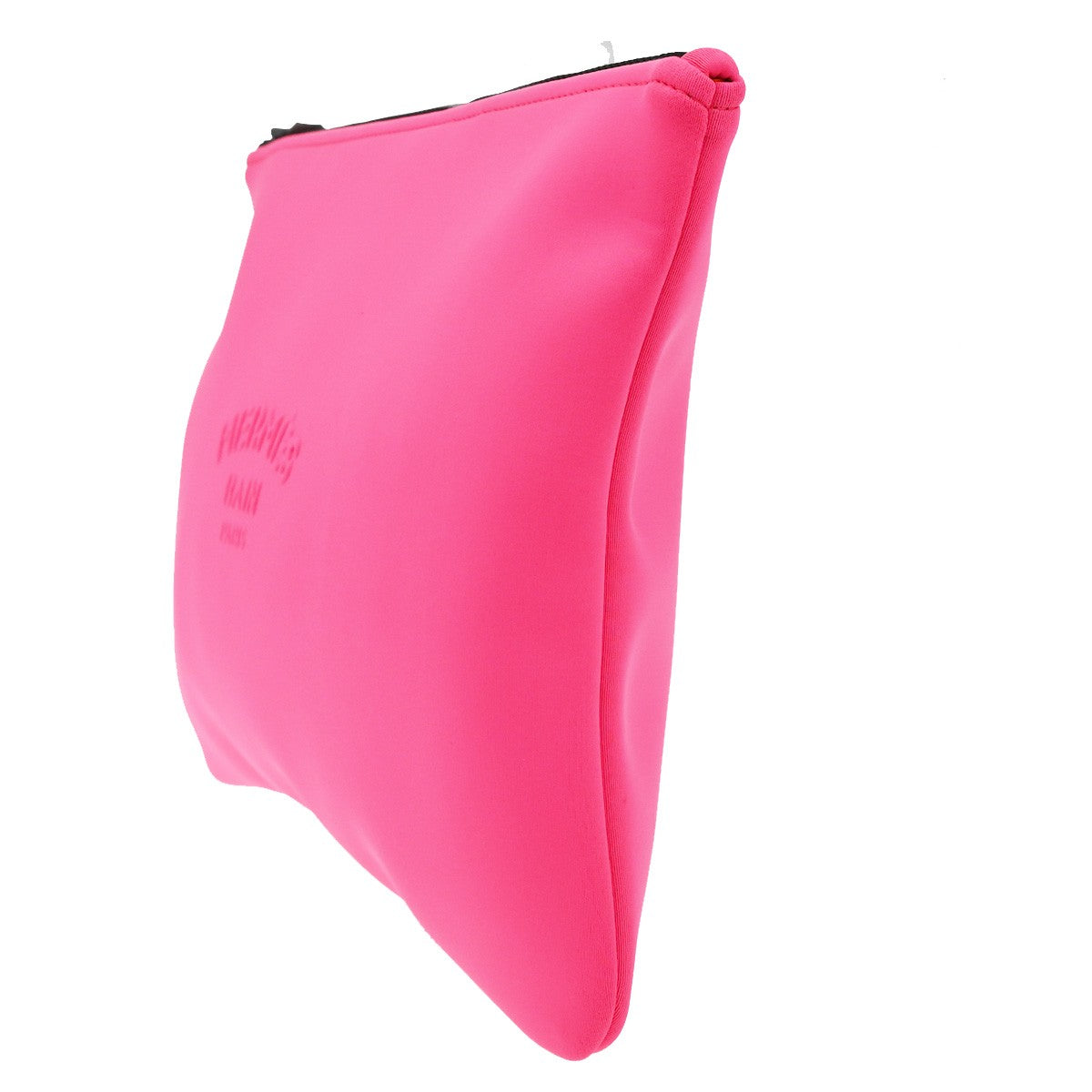 HERMES Logo Neobain GM Flat Pouch Polyamide Elastane Leather Pink 62KB569
