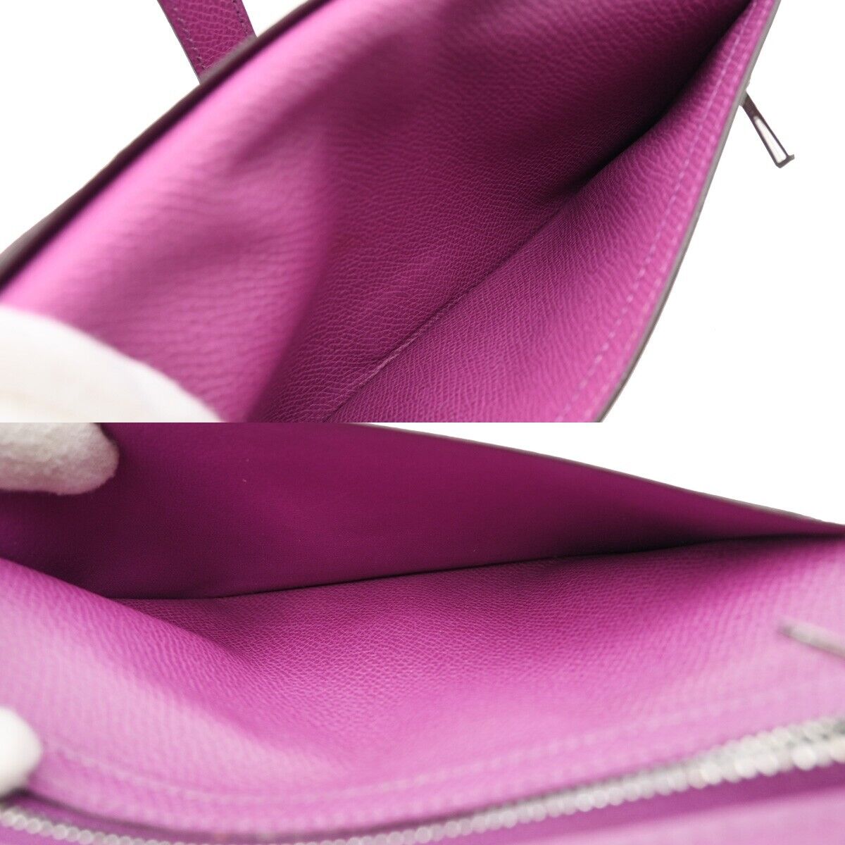 HERMES Logos Bearn Long Bifold Wallet Purse ▢I Veau Epsom Leather Purple 81RJ834