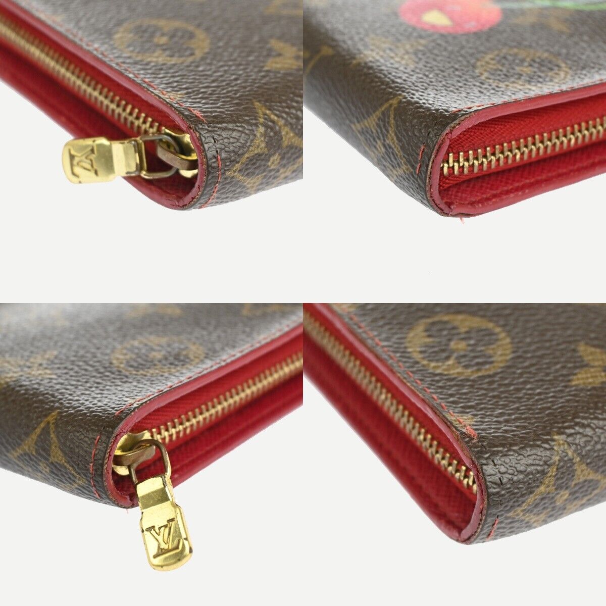LOUIS VUITTON LV Zippy Long Wallet Purse Monogram Cherry Brown M95006 35FA453