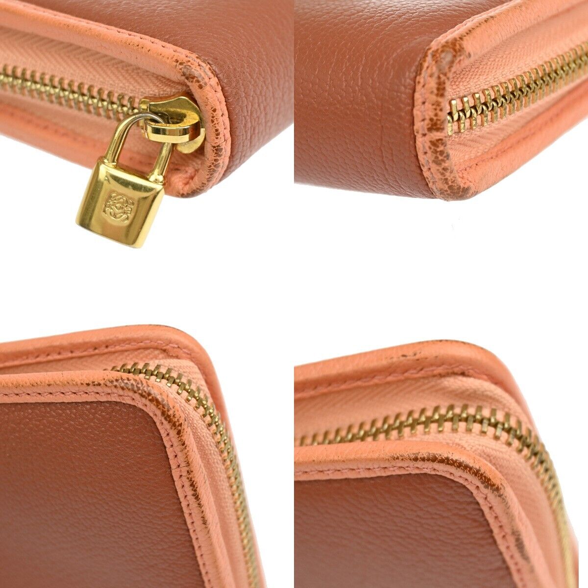 LOEWE Logo AMAZONA Long Wallet Purse Leather Brown Gold-Plated Spain 31SH544