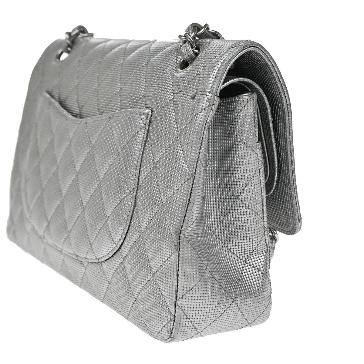 CHANEL CC Matelasse 25 Double Flap Chain Shoulder Bag Pixel Leather SR 125RQ055