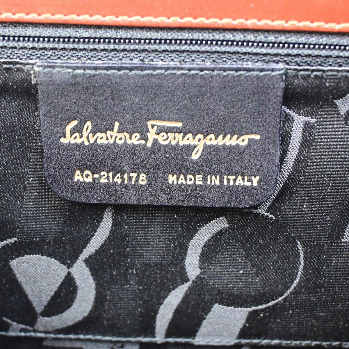 SALVATORE FERRAGAMO Vara Hand Bag Canvas Leather Brown Gold-plated Italy 61HB933