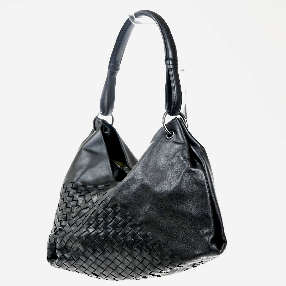 BOTTEGA VENETA Intrecciato Logo Shoulder Bag Leather Black Italy 667RL737