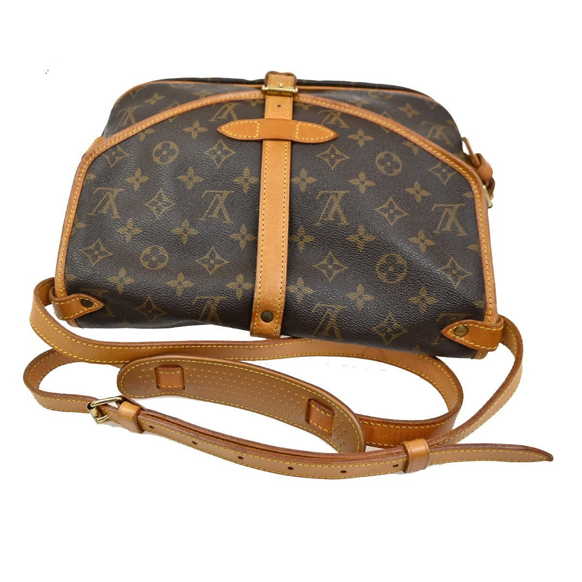 LOUIS VUITTON Logo Saumur 30 Shoulder Bag Monogram Leather Brown M42256 19CA490