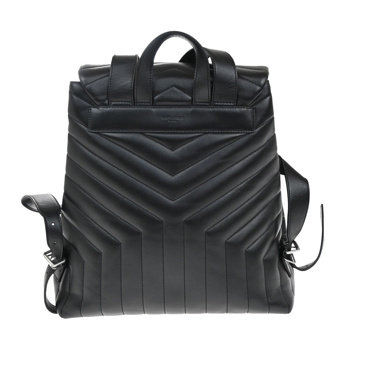 SAINT LAURENT YSL Logo LouLou Backpack Bag Leather Black SHW Italy 652LC599