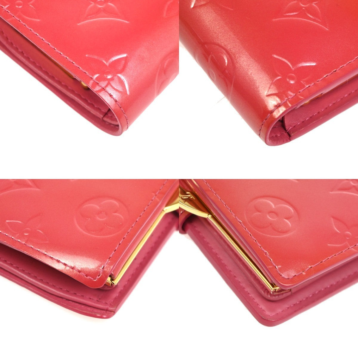 LOUIS VUITTON Porte-Monnaie Viennois Wallet Monogram Vernis Pink M9141F 63TA447