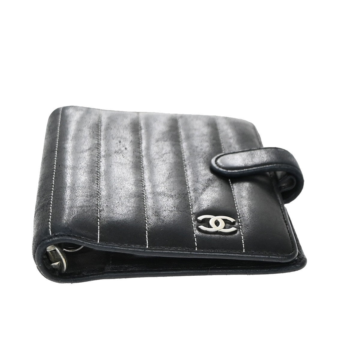 CHANEL Mademoiselle Agenda Day Planner Notebook Cover Leather Black SHW 60EG116