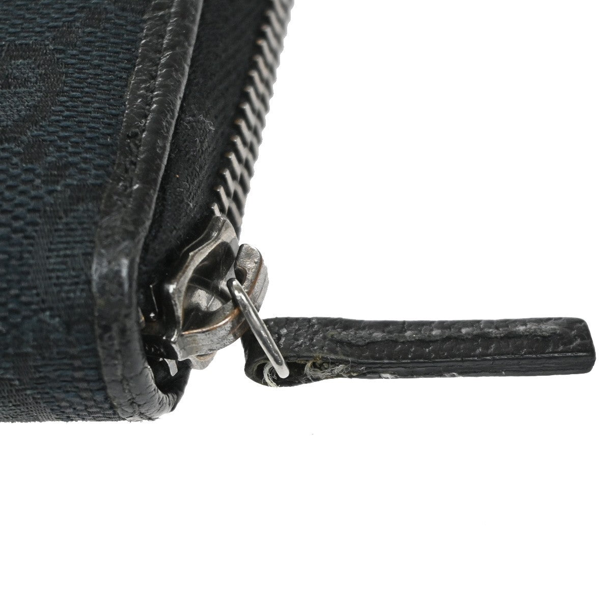 GUCCI Logo GG Pattern Long Zip Aroung Wallet Purse Canvas Leather Black 62YH231