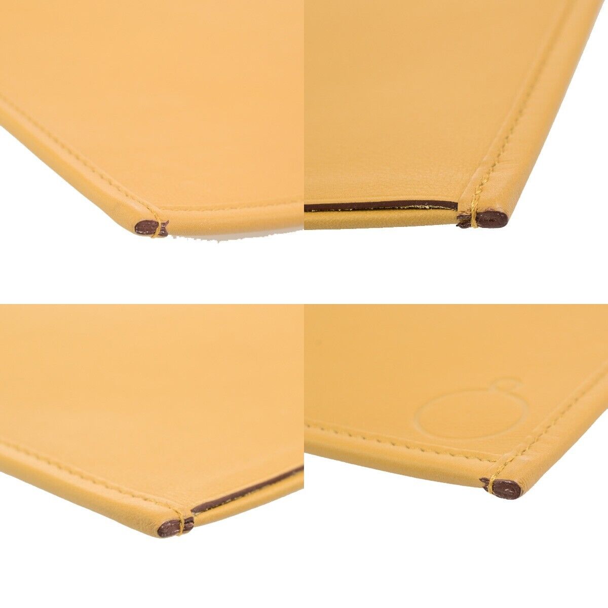 HERMES Logo Envelopes Clutch Hand Bag Leather Canvas Brown 04kA517