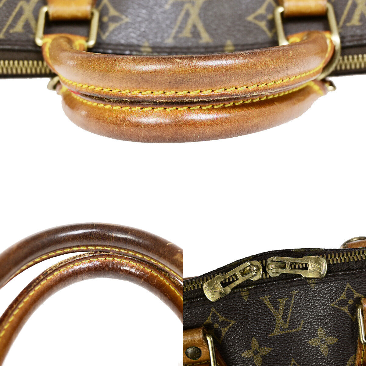 LOUIS VUITTON LV Logo Alma Hand Bag Monogram Leather Brown U.S.A. M51130 30YF593