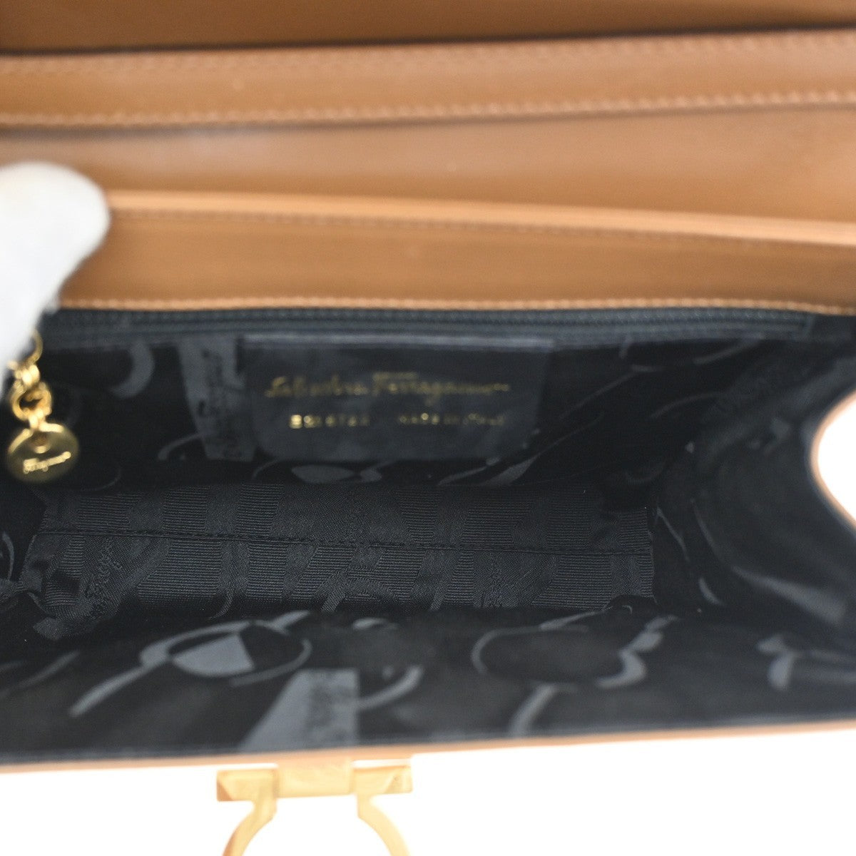 SALVATORE FERRAGAMO Logo Gancini 2Way Shoulder Bag Leather Brown GHW 04CA366
