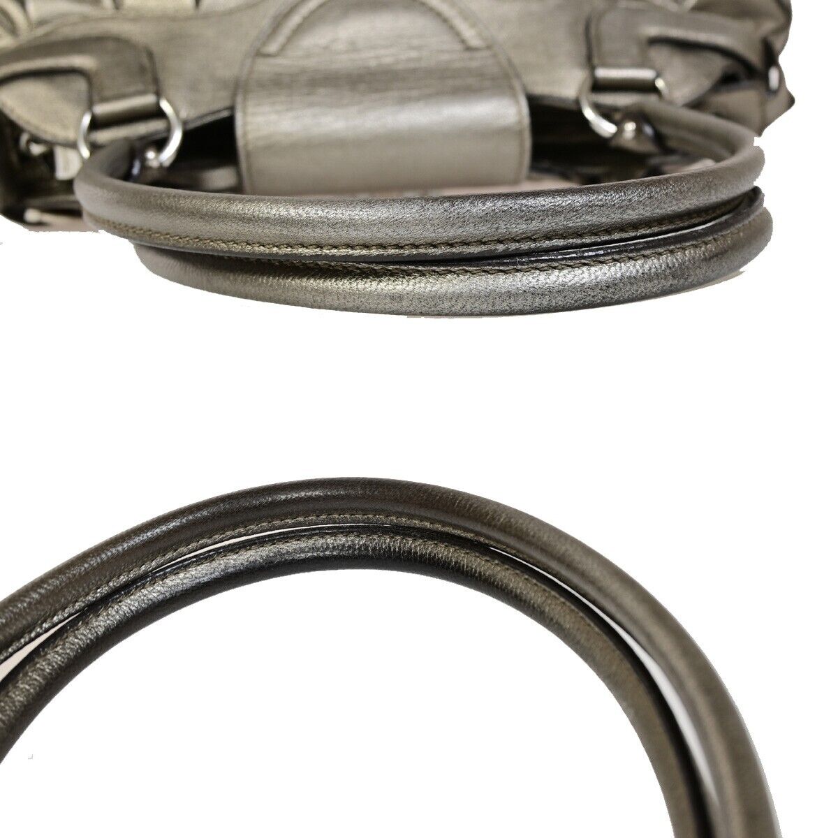 SALVATORE FERRAGAMO Logo Marisa Gancini Shoulder Bag Leather Gray Italy 60EC671