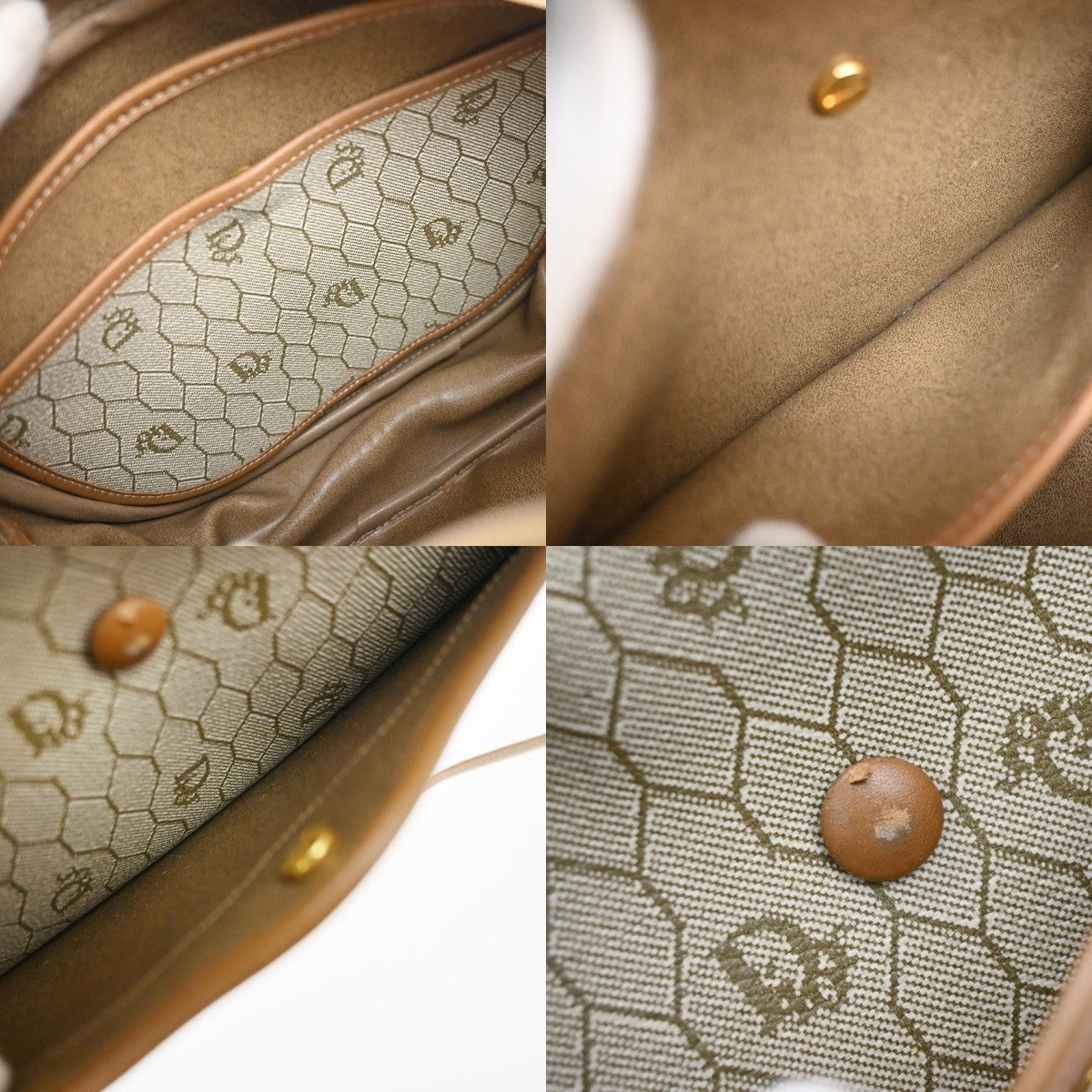 CHRISTIAN DIOR Logo Honeycomb Shoulder Bag PVC Leather BE BN GHW France 69MA651