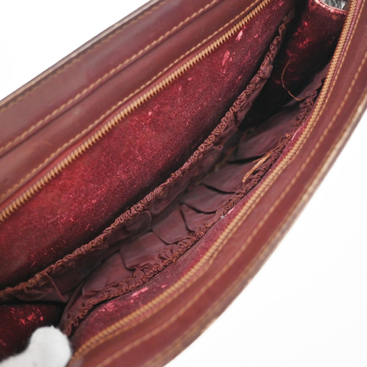 Must De Cartier Logo 2 Set Clutch Hand Bag Leather Red 07EG034