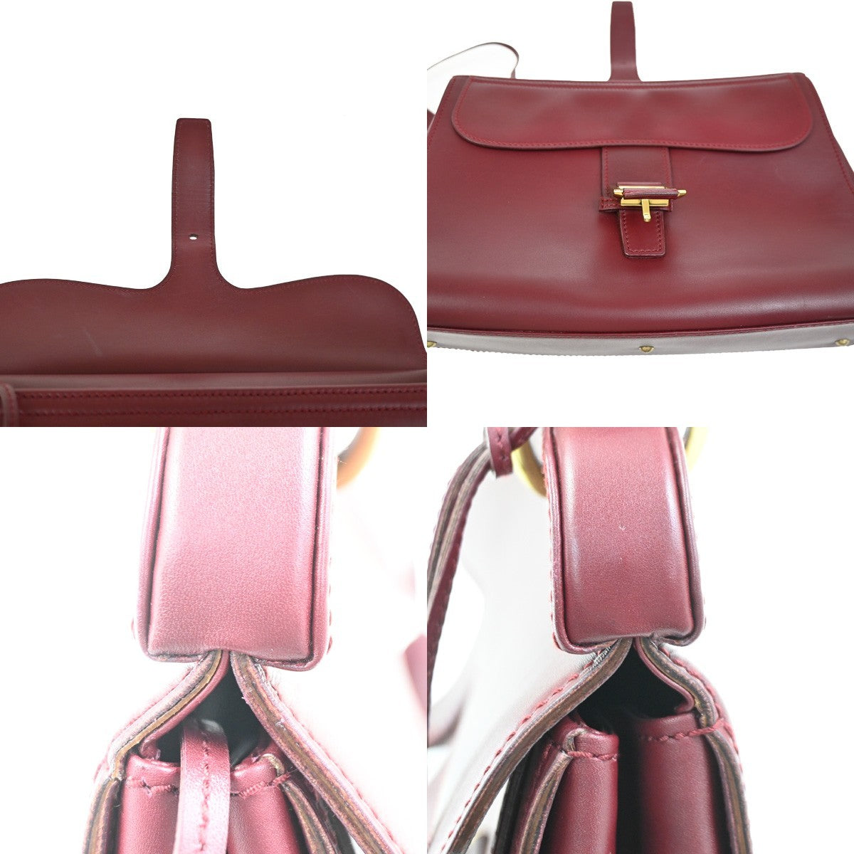 GUCCI Logo Top Handle Shoulder Hand Bag Leather Red GHW Italy 70KC634