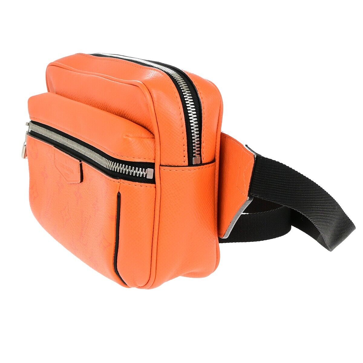 LOUIS VUITTON LV Logo Body Belt Bum Bag Taigarama Leather Orange M30430 44EC336