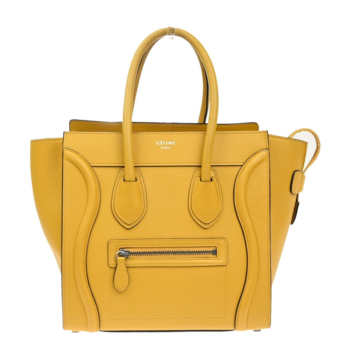 CELINE Luggage Micro Top Handle Tote Hand Bag Leather Yellow SHW Italy 667RL904