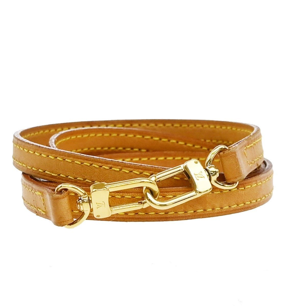 LOUIS VUITTON Logo Shoulder Strap Leather Brown Gold Bag Accessory 63EF859