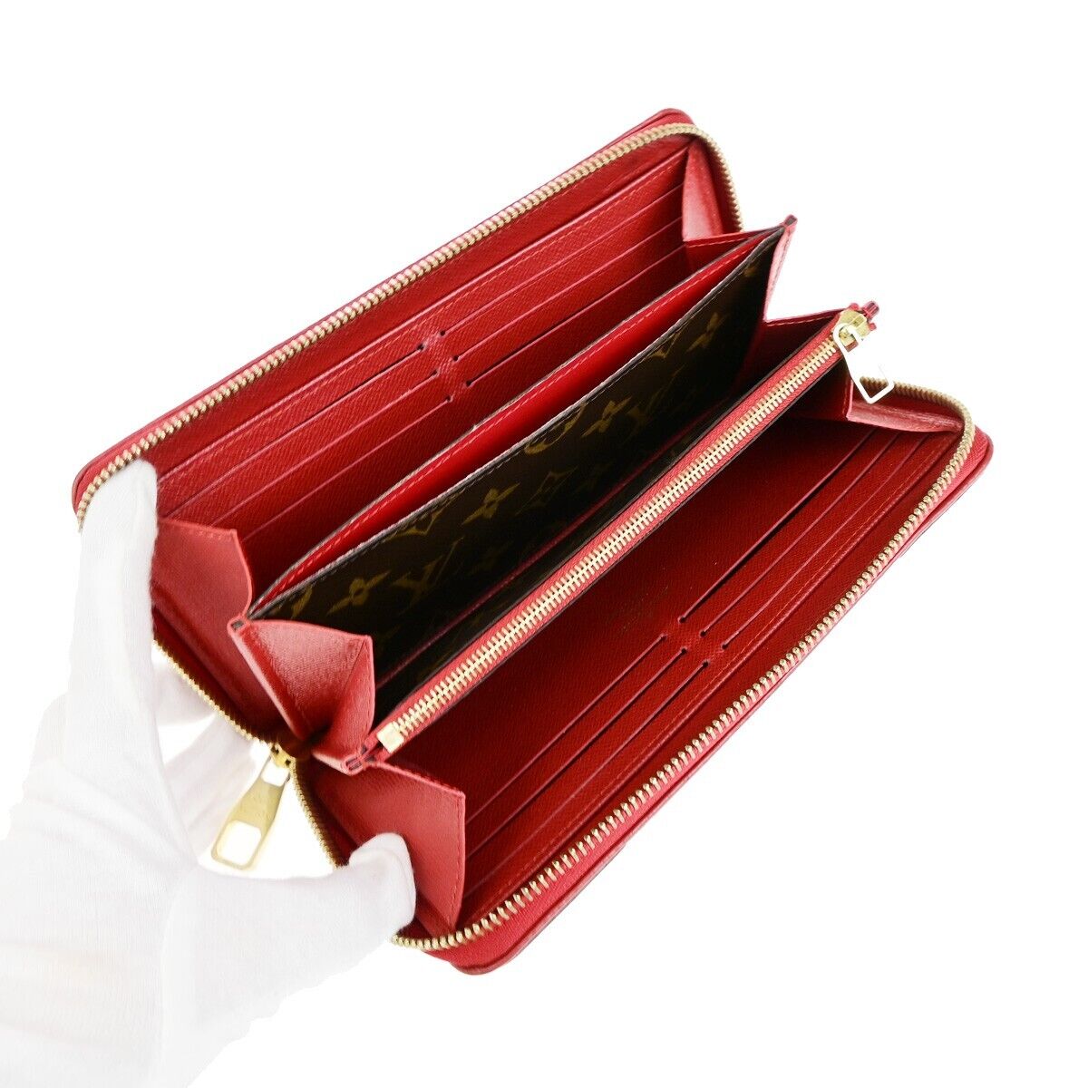 LOUIS VUITTON LV Long Zippy  Wallet Monogram Retiro Brown Red M61187 80ED264