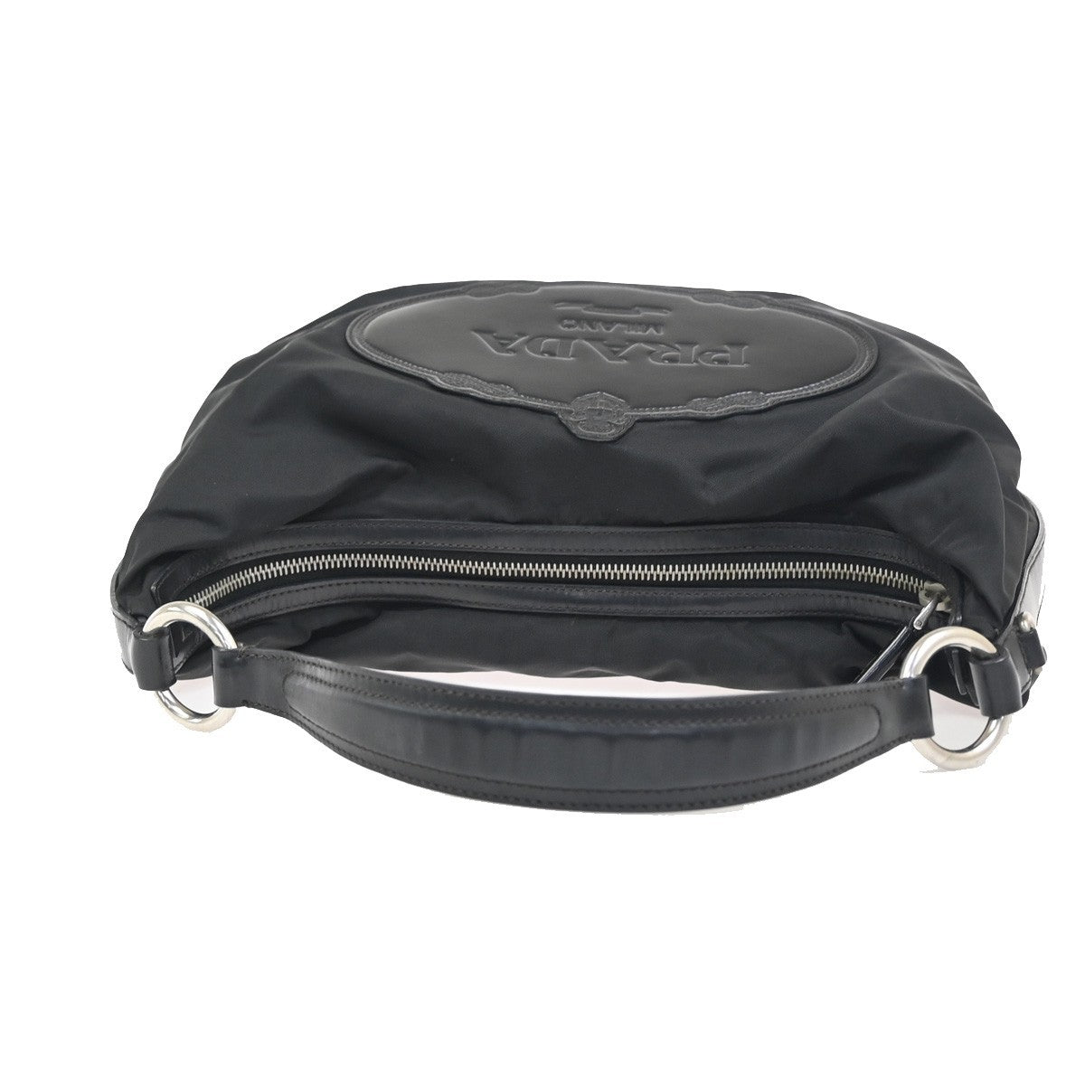 PRADA Triangle Logo Tessuto Shoulder Hand Bag Nylon Leather Black Italy 31ZA360