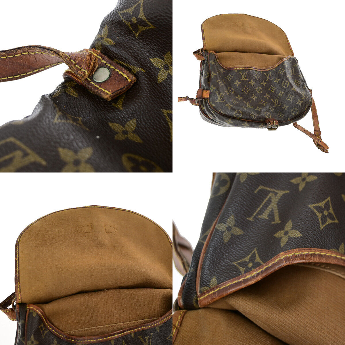 LOUIS VUITTON Logo Saumur 30 Shoulder Bag Monogram Leather Brown M42256 09YE885