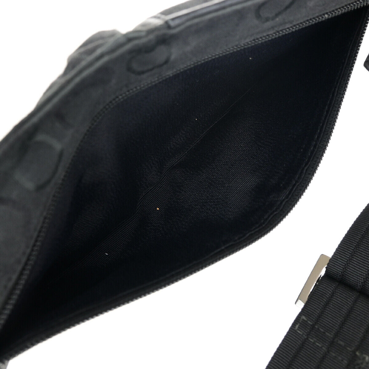 SALVATORE FERRAGAMO Logo Gancini Bum Bag Canvas Leather Black SHW Italy 05YE727