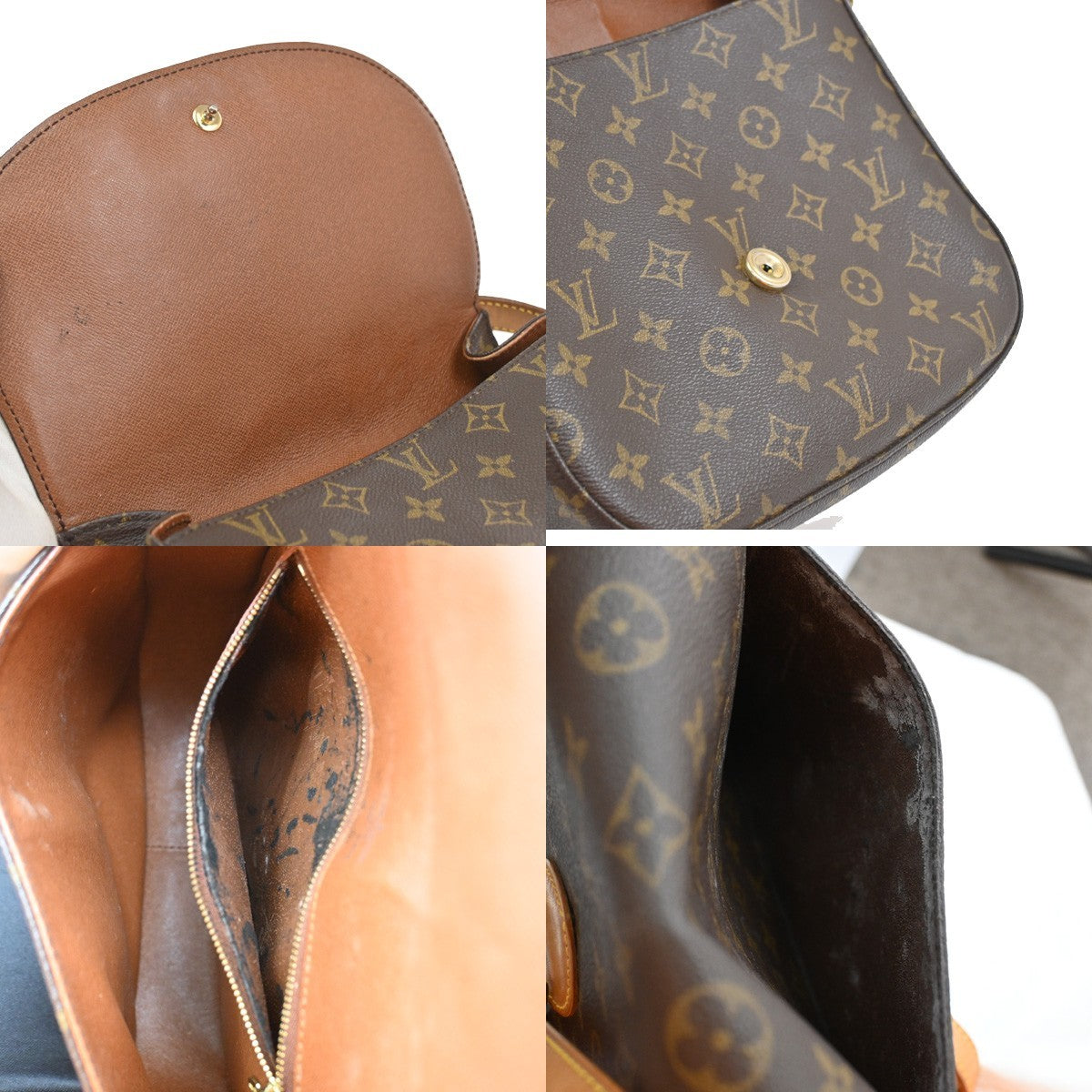 LOUIS VUITTON Saint Cloud GM Shoulder Bag Monogram Leather Brown M51242 86SA034